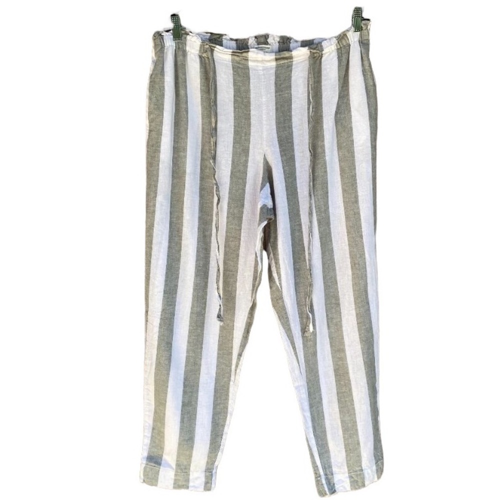 BEACH LUNCH LOUNGE Pants Striped Linen Cotton Pull On XL